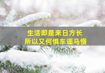 生活即是来日方长 所以又何惧车遥马慢